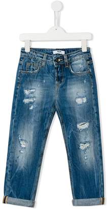 MSGM Kids distressed straight leg jeans