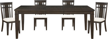 Red Barrel Studio Dark Brown Finish 5Pc Dining Set Expandable Table And 4X Side Chairs Fabric Upholstered Seat Classic Look Dining Wooden Furniture