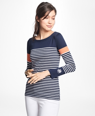 Brooks Brothers Striped Cotton Jersey Top