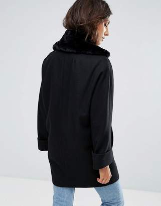 Helene Berman Wool Blend Yummy Jacket With Faux Fur Collar