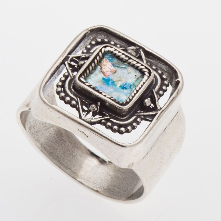 Etsy Beautiful 925 Sterling Silver Ancient Roman Glass Ring Square