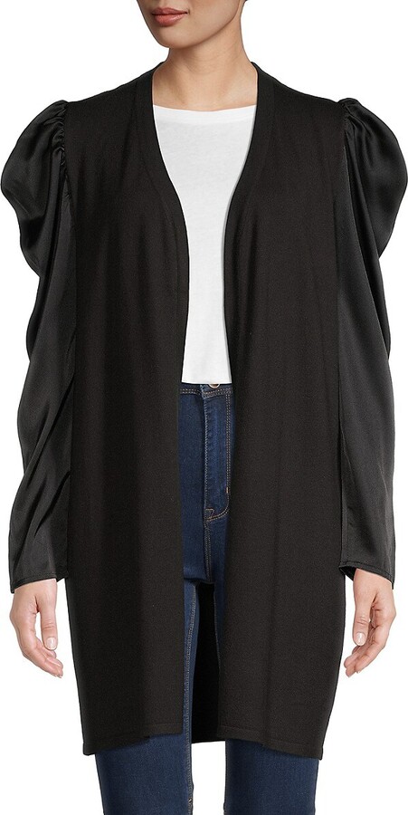 H Halston Puff-Sleeve Open-Front Jacket - ShopStyle