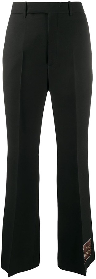 white lace flared trousers