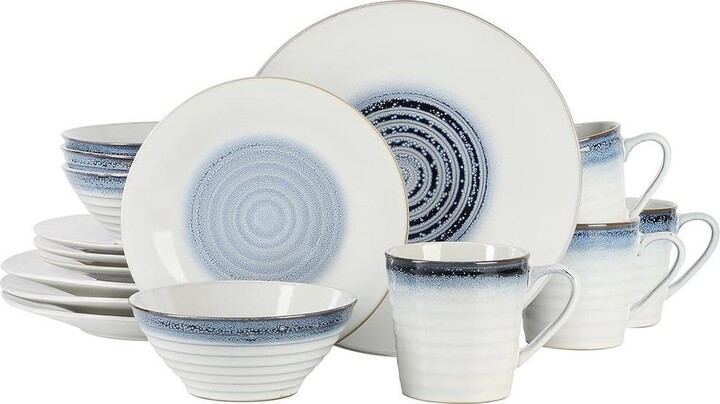 Gibson Elite Spiral Embossed 16-Piece Stoneware Dinnerware Set in Blue