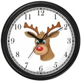 Thumbnail for your product : WatchBuddy Red Nose Reindeer or Deer (Rudolf or Rudolph) - Christmas Theme - JP Wall Clock by Timepieces (Hunter Green Frame)