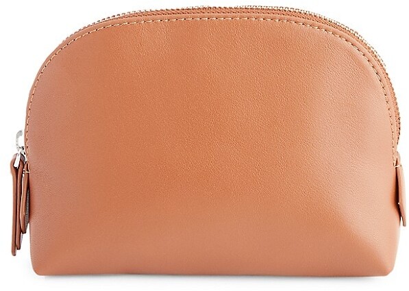 Royce New York Compact Leather Cosmetic Bag Blush Pink