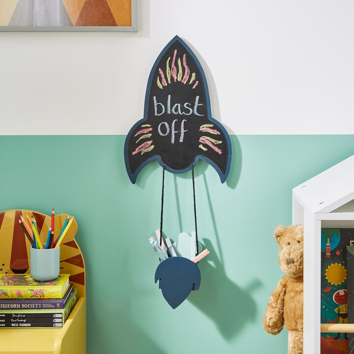 Dunelm Rocket Chalk Board and Pen Holder Black ShopStyle Decor