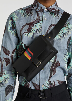 Paul Smith Collage Stripe Messenger Bag In Black