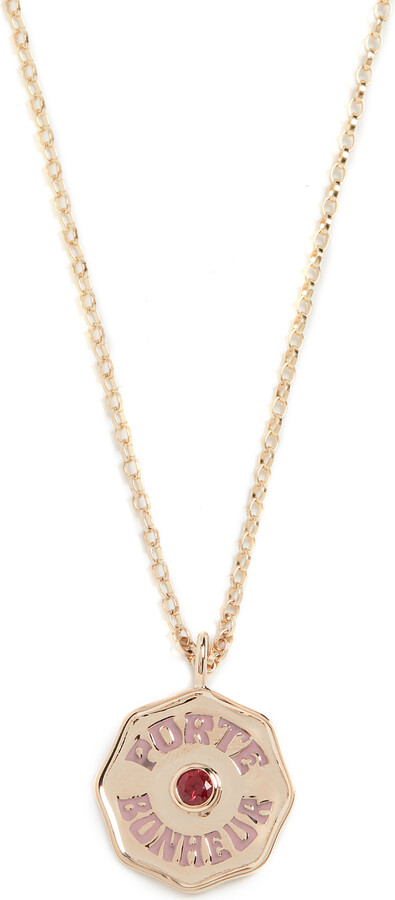 Marlo Laz 14k Mini Porte Bonheur Enamel Coin Necklace