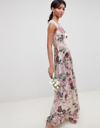 ASOS DESIGN lace insert maxi dress in pretty floral print