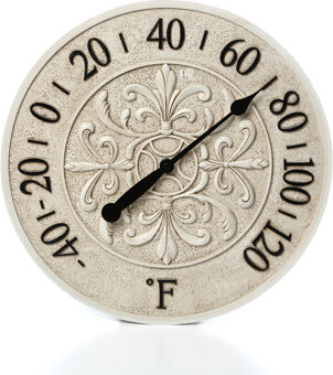 Infinity Instruments Blanc Fleur Outdoor Round Thermometer 15 Inches