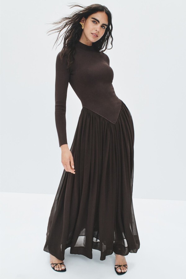 Speck Knit Dress Brown