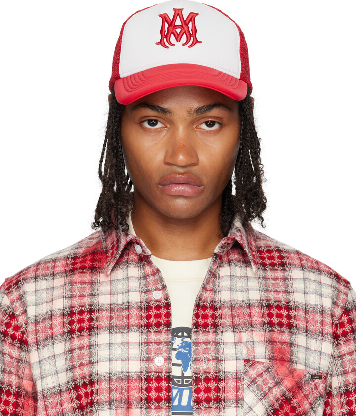 Amiri Red MA Two Tone Trucker Cap