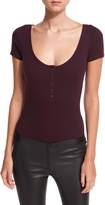 Thumbnail for your product : Rebecca Minkoff Parsnip Short-Sleeve Ribbed Henley Bodysuit