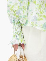 Thumbnail for your product : Thierry Colson Vladia Floral-print Cotton-voile Blouse - Green Blue Print