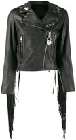 Thumbnail for your product : Diesel Painted Fringed Biker Jacket
