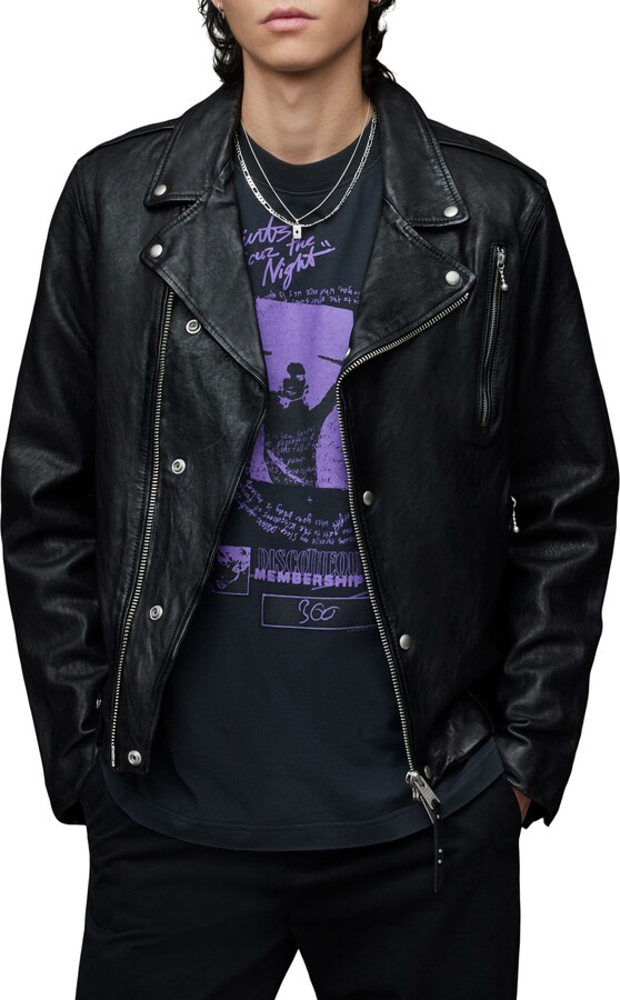 AllSaints Cane Leather Biker Jacket ShopStyle
