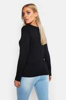 Thumbnail for your product : boohoo Plus Basic Rib Long Sleeve Button Top