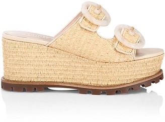Handwoven Raffia Cork Wedge Sandal, Close Toe Leather Raffia Mule in 2020 | Cork wedges sandals 
