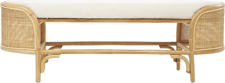 Peyton Lane Handmade Rattan Oval Bench With Fabric Cushion