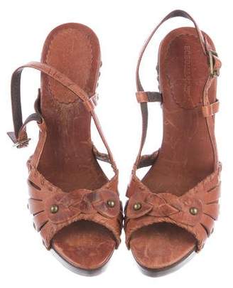 BCBGMAXAZRIA Leather Platform Sandals