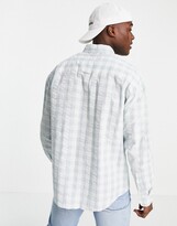 Thumbnail for your product : ASOS DESIGN 90s oversized seersucker gingham check in baby blue