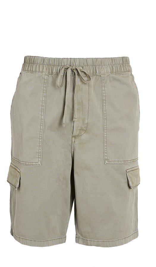 mens cotton cargo shorts elastic waist