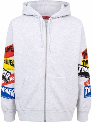 Supreme x Thrasher multi logo zip-up hoodie - ShopStyle