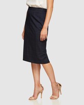 Thumbnail for your product : Oxford Women's Blue Leather skirts - Peggy Eco Checked Suit Skirt - Size One Size, 6 at The Iconic