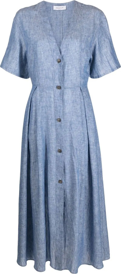 Fabiana Filippi V-neck chambray linen midi dress