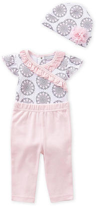 Wendy Bellissimo 3-12 Months Flower-Accented 3-Piece Layette Set