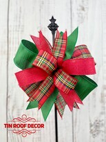 Thumbnail for your product : Etsy Traditional Christmas Wreath Bow, Lantern Red & Green Decoration, Tree Topper Plaid