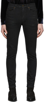 Saint Laurent Black Coated Skinny Jeans - ShopStyle