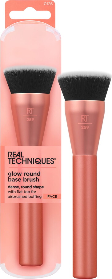 Real Techniques Glow Round Base Makeup Brush, for Liquid & Cream Foundation, 1 Count