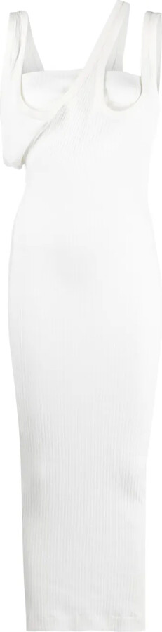 ATTICO Asymmetric-Neckline Ribbed Dress