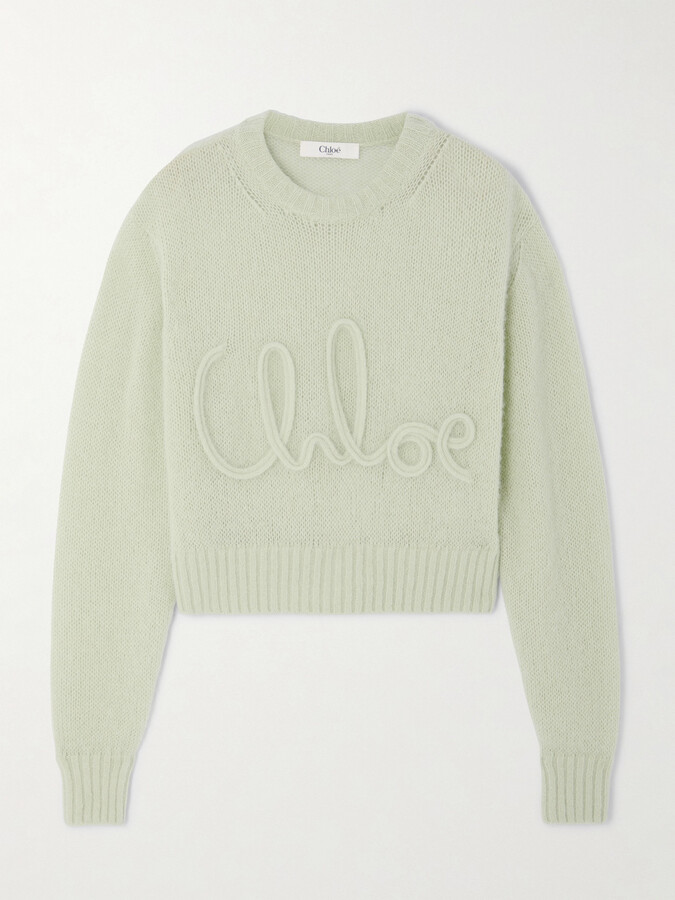 Chloé Embroidered Alpaca And Silk-blend Sweater - Green
