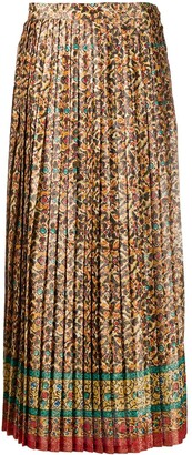 Yves Saint Laurent Pre-Owned 1970s Floral Print Pleated Skirt