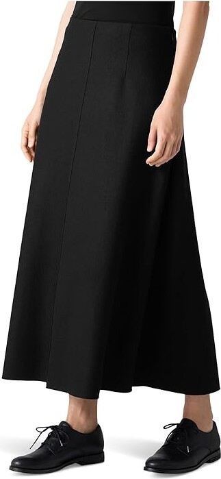 Eileen Fisher Felted Wool Jersey Full Skirt Women's Skirt Black : LG