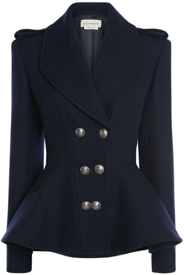 Navy Double Breasted Coat | ShopStyle