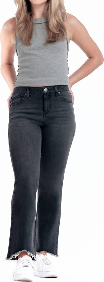 Hi-Low Fray Hem Ankle Boot Jean In Faded Black Wash