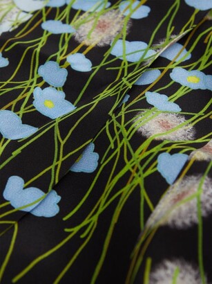 BERNADETTE Buttercupfield Floral Silk Crepe-de-chine Robe - Black