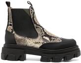 Thumbnail for your product : Ganni snakeskin-print Chelsea boots