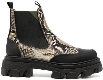 Ganni snakeskin-print Chelsea boots