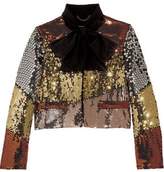 Moschino Pussy-Bow Sequinned Crepe De Chine Jacket