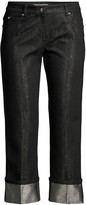 Thumbnail for your product : Michael Kors Monogram Cuffed Shimmer Straight-Leg Crop Jeans