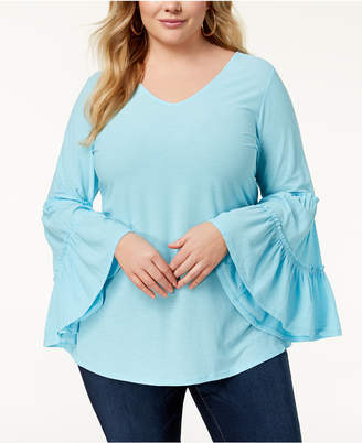 NY Collection Plus Size Ruffled-Sleeve Top