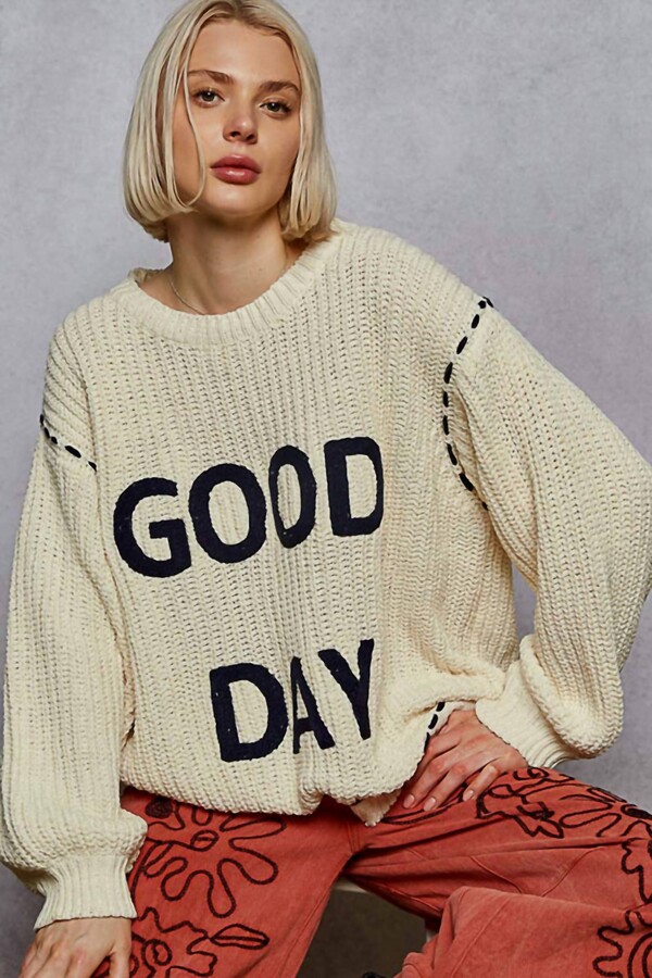 POL Good Day Sweater In Cream