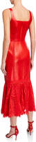 Thumbnail for your product : Alexander McQueen Lace-Trim Leather Midi Dress