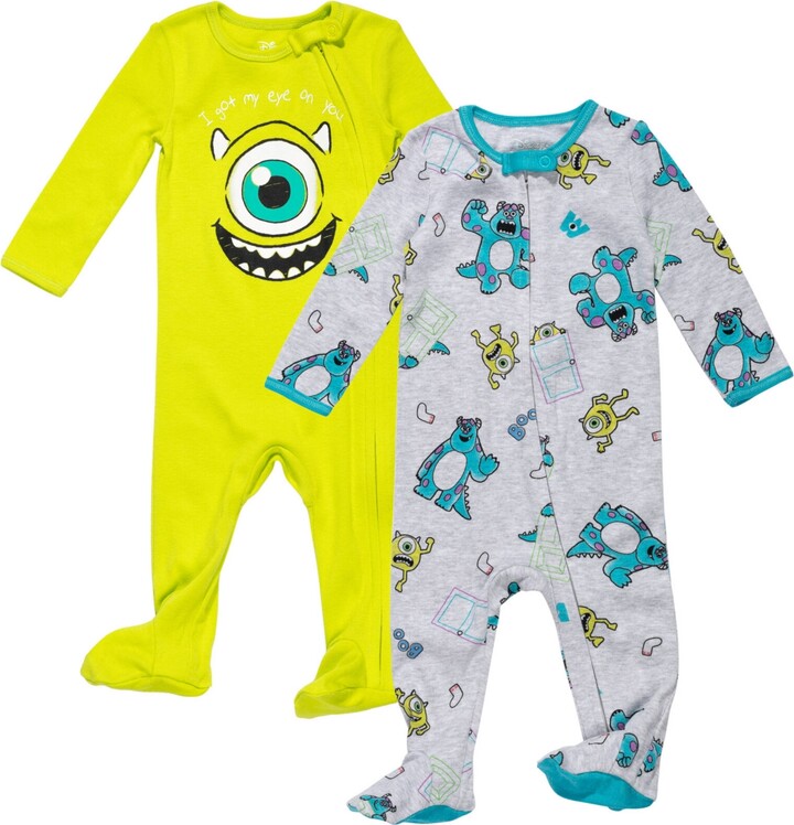 Monsters Inc. Baby Boys Disney Winnie the Pooh Lion King Pixar Toy Story 2 Pack Sleep N' Play Coveralls Newborn to - Mike wazowski / green