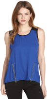 Thumbnail for your product : Casual Couture by Green Envelope Royal Blue And Black Sleeveless Layer Zip Top